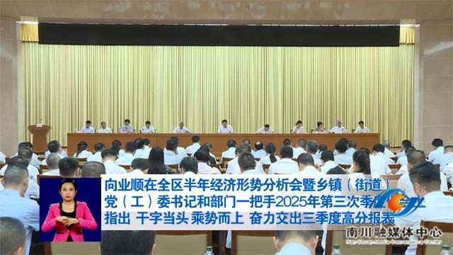 向业顺在全区半年经济形势分析会暨乡镇（街道）党（工）委书记和部门一把手2025年第三次季度例会上指出 干字当头 乘势而上 奋力交出三季度高分报表
